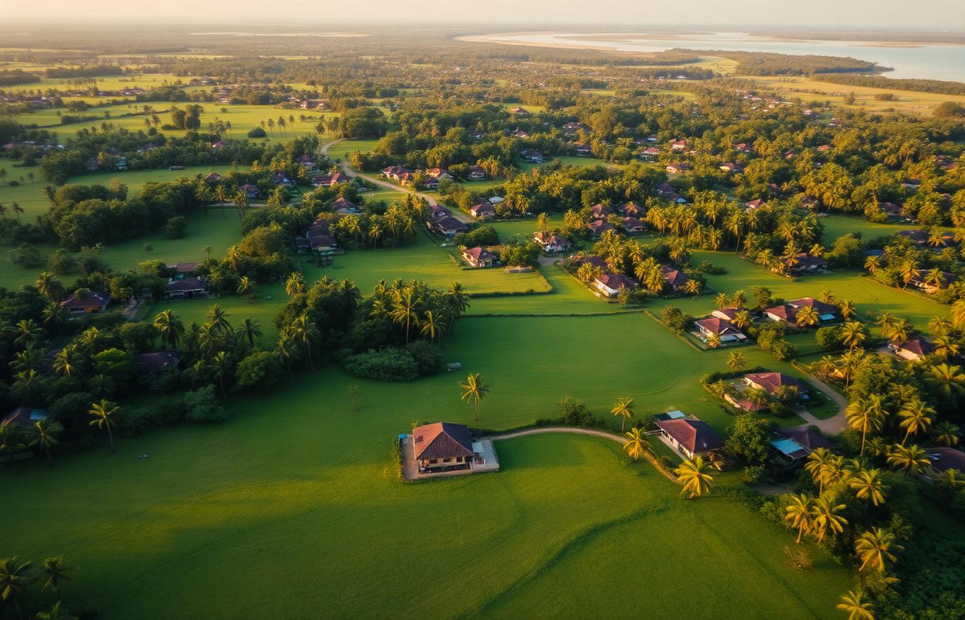 Aerial view of Kerala land parcels